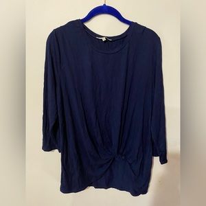 June & Hudson Navy Blue scrunched blouse
